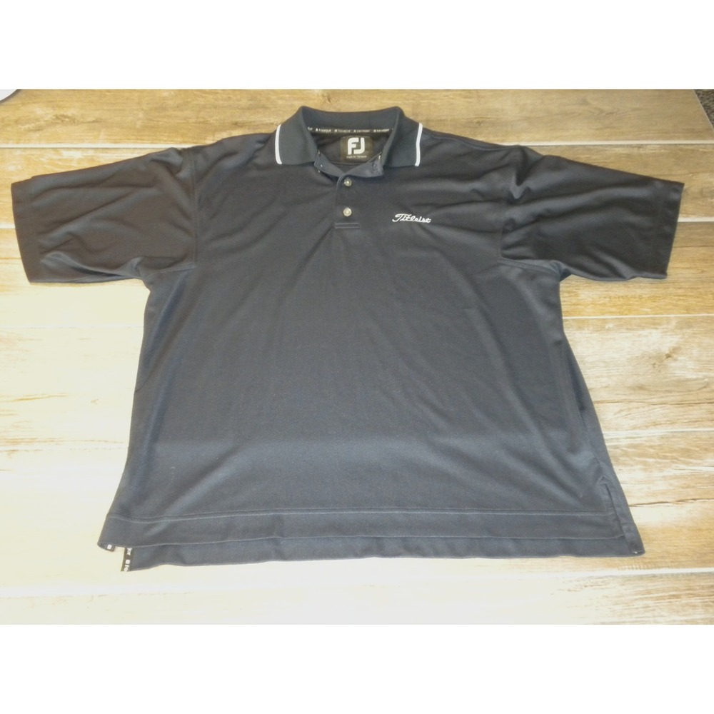 Footjoy Titleist Polo Shirt L Navy Blue ProDry Superlite Performance Golf Logo